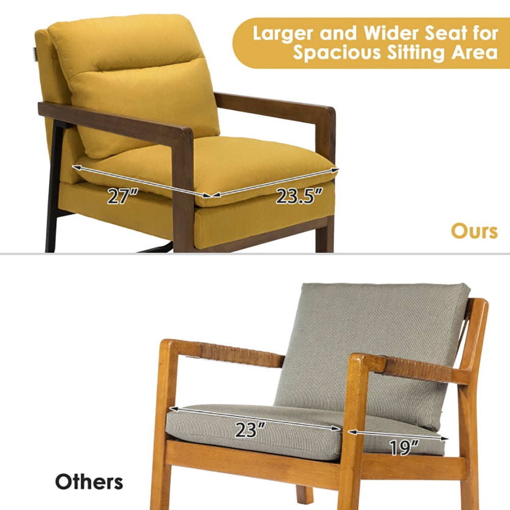 Finihen Accent Armchair, Classic Accent Armchair with Rubber Wood Legs and Armrests, for Living Room, Bedroom, Yellow Finihen Accent Armchair, Classic Accent Armchair with Rubber Wood Legs and Armrests, for Living Room, Bedroom, Yellow