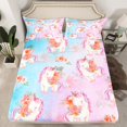 thumbnail image 2 of Homewish Cartoon Rose Unicorn 4-Piece Full Size Sheets for Kids Children Girls,Dreamy Princess Bed Sheets,Gradient Pink Blue Lightweight Sheet Sets,Microfiber Bedroom Decor, 2 of 7