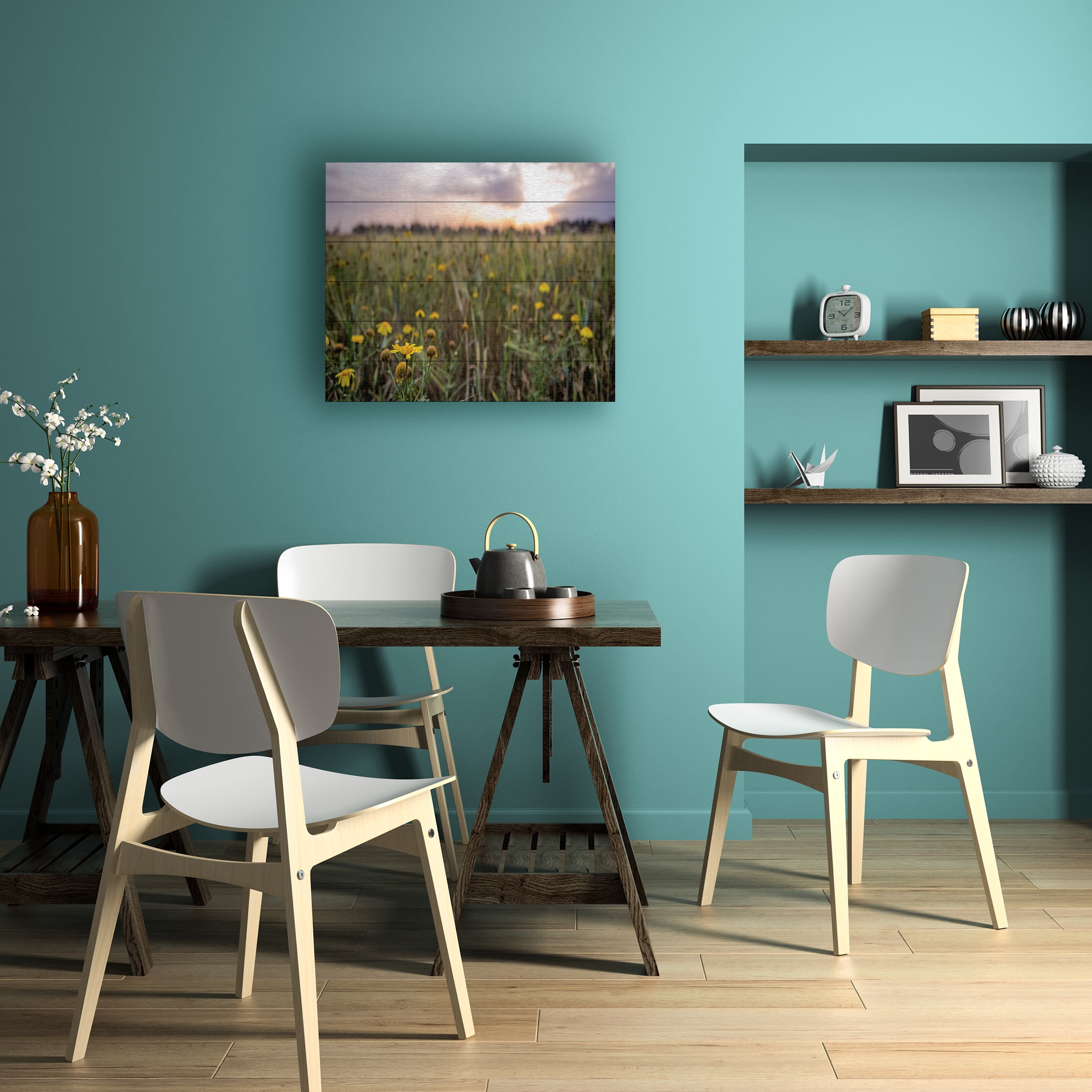 Giuseppe Torre 'Flowers In The Sunset' Wood Slat Art 18x22