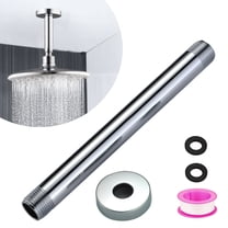 Ceiling Mount Shower Arm with Flange for Rain Shower Head,Stainless steel Straight Arm for Fixed Shower Head,6 Inch Chrome