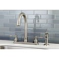 thumbnail image 2 of Kingston FB7798KLSP Knight Two-Handle 4-Hole 8" Centerset Kitchen Faucet with Side Sprayer in Brushed Nickel, 2 of 5