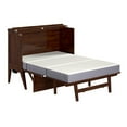 thumbnail image 2 of Home Square Set of 2 Walnut Full Size Murphy Bed Desk with Mattress & Side Table, 2 of 21