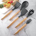 thumbnail image 3 of Heat Resistant Silicone Spatulas Set For Non Stick Pan Cookware Wooden Long Handle Spatulas Gray Rubber Spatula, 3 of 4