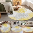 thumbnail image 6 of Yellow White Large Area Rugs for Bedroom Living Room, Soft Non Slip Carpet Bedside Rug, Abstract Grey Chrysanthemum Flower Floral Round Floor Cover Kitchen Accent Rug 4' for Dining Room/Office, 6 of 9