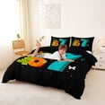 thumbnail image 2 of Metsweet Happy Birthday Dinosaur Bedding, Number 67 Party Duvet Cover Full, Green Orange,Black Reversible,3pcs,1 Duvet Cover and 2 Pillowcases, 2 of 6