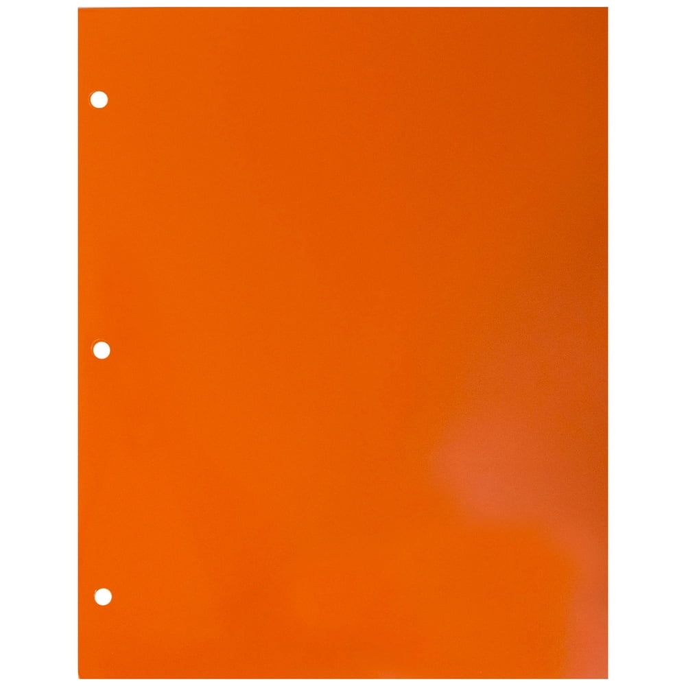 Jam Paper 2 Pocket 3 Hole Punched Plastic Presentation School Folder, Orange, Sold Individually