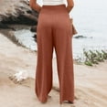 thumbnail image 5 of Women's Pants Linen Comfy Flowy Wide Leg Summer Baggy High Waisted Palazzo Beach with Pockets Trousers, 5 of 8
