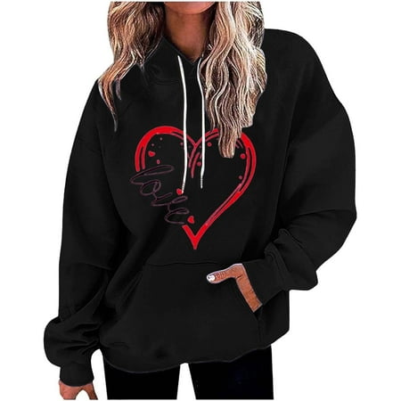 

WUDATI Valentine s Day 2024 Women s Sweatshirt Cute Heart Print Pullover Crewneck Long Sleeve Shirt Perfect for Spring Autumn Casual Wear Stylish Top for Jeans Skirts or Leggings Ideal Gift for Valent