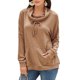 thumbnail image 1 of Sudadera con capucha informal de manga larga con cordón y bolsillos para mujer, color marrón, 1 of 6