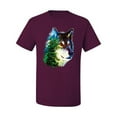 thumbnail image 2 of Earth Wolf Trees Mountains Nature Animal Lover Men's Graphic T-Shirt, Maroon, Large, 2 of 3