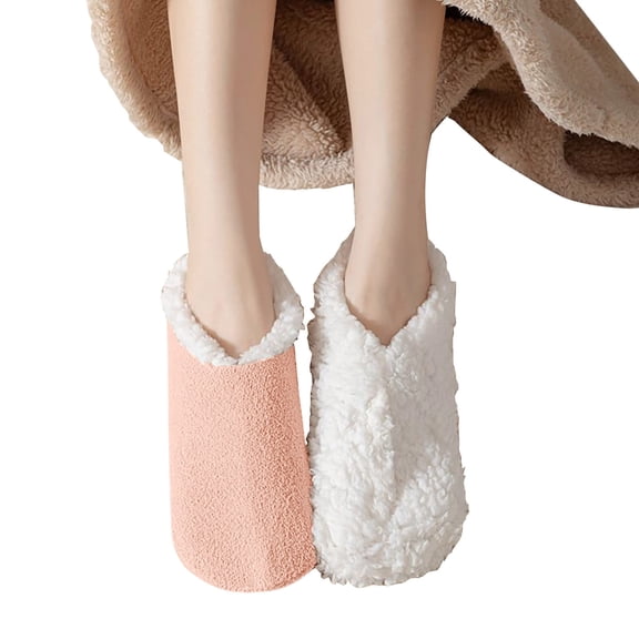 Xfvqtps Womens Carpet Socks Fuzzy Socks Plush Lining Thick Insulation Short Home Snow Solid Color Comfortable Soft Warm Winter Slipper Socks Watermelon Red