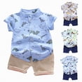 thumbnail image 4 of HCNTES Toddler Baby Boy Summer Outfits Playful Dinosaur Print Shirt and Khaki Shorts 2-Piece Set Toddler Boy Summer Clothes, 4 of 4