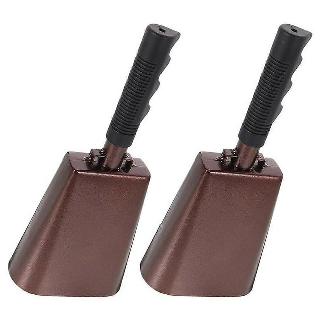 Steel Cowbell Noise Maker Metal Hand Bells for Sports Events Brown 25.30X11.00X6.00Cm Cheering Bell 2Pcs