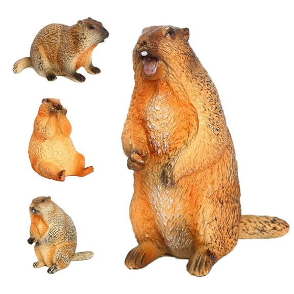 WRISTBIQUE Groundhog Figurine PVC Small Realistic Figure Model 4Pcs 2.9X2.4X1.6In