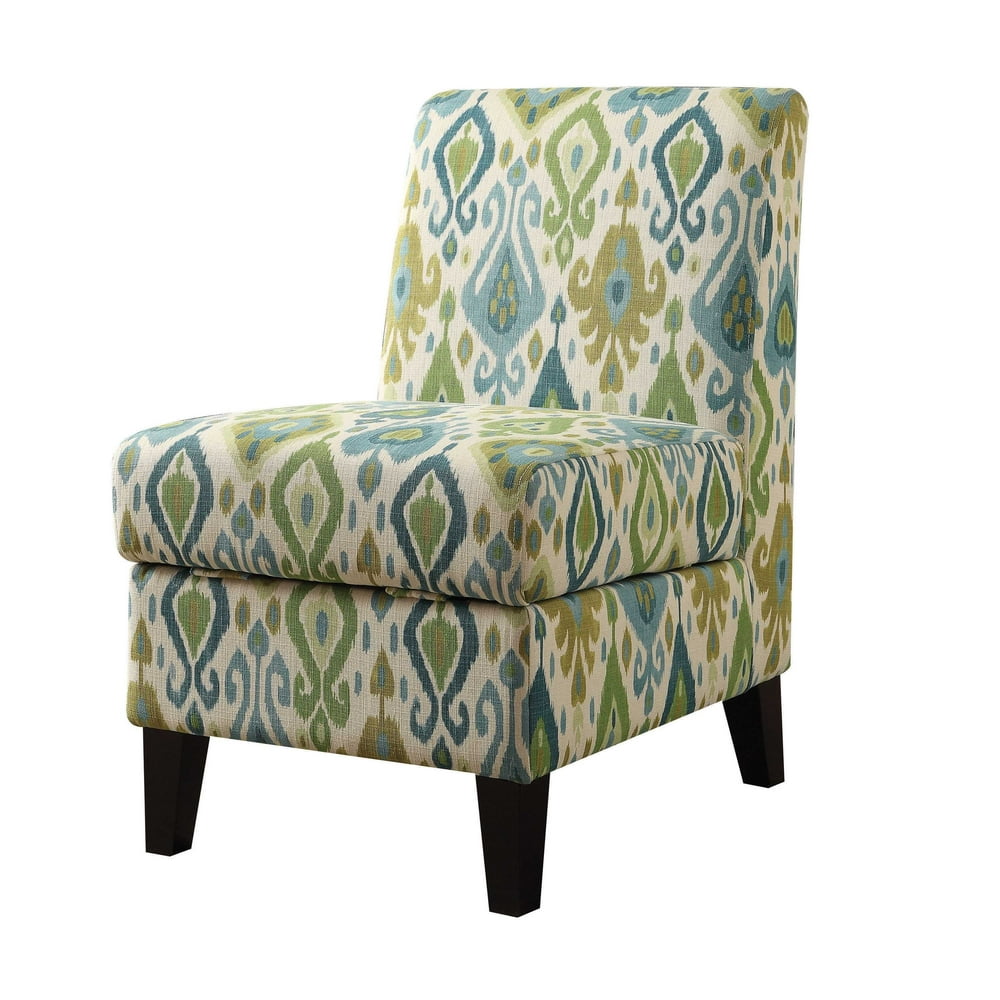 22" X 30" X 36" Green Pattern Accent Chair With Storage