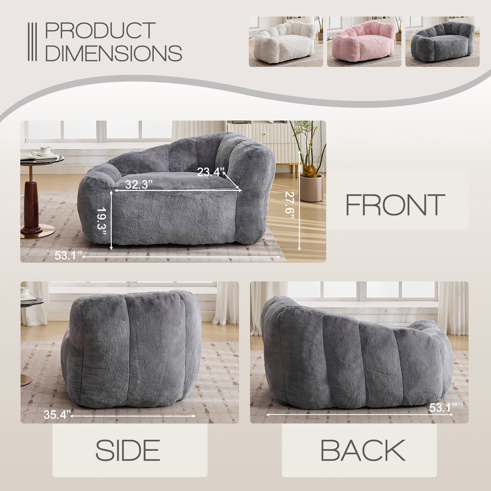 Dog Sofa Couch Bed for Medium, Large Dogs, 51" Pet Sofa with Faux Fur Fabric, Comfortable Pet Couch with Backrest and Armrests Dark Grey
