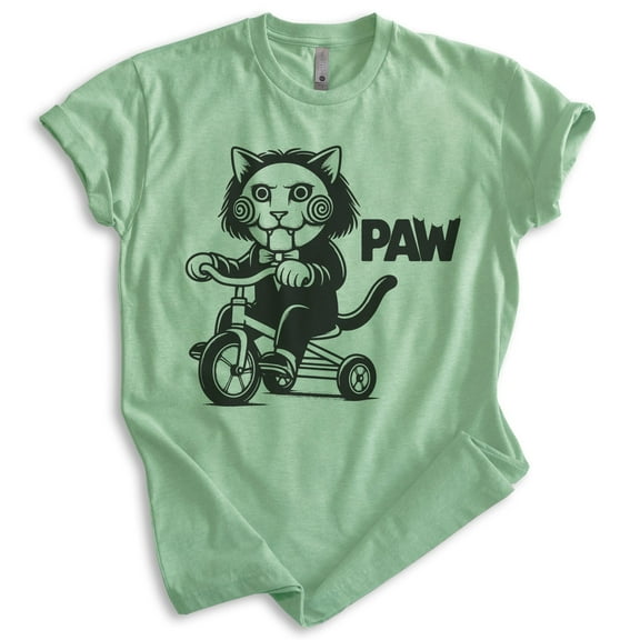 Scary Cat Paw T-shirt, Unisex Women's Men's Shirt, Horror Movie Classic Film Lover Halloween Gift, Heather Apple Green, Medium