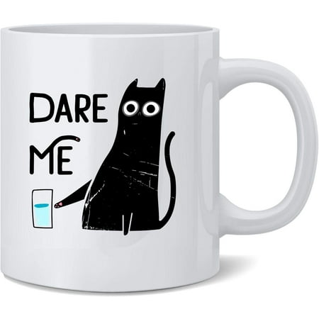 

Funny Coffee Mugs 11 Oz Dare Me Cat Graphic Ceramic Coffee Mug Tea Cup Unique Birthday and Holiday Gifts