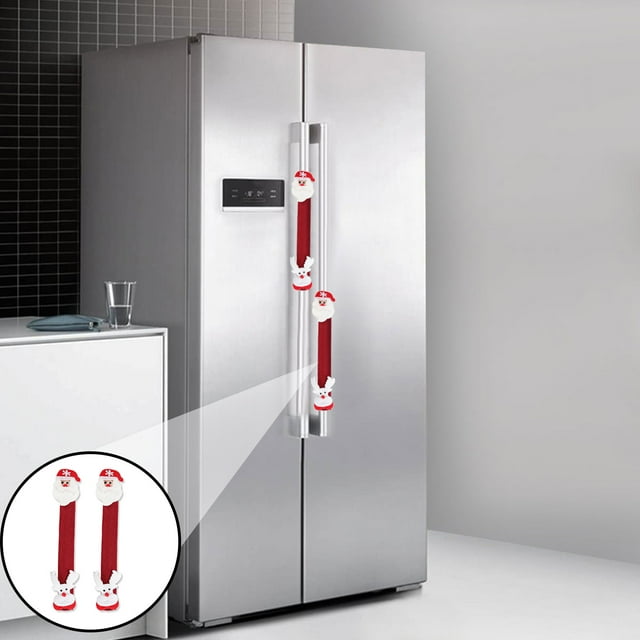 2 Pcs Poignée de Porte de Réfrigérateur de Noël Durable Lavable Réutilisable pour Décoration Festive