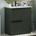 thumbnail image 2 of 30" Bathroom Vanity with Ceramic Sink, Modern Fluted Design, Full-Extension Soft Close Drawers, MDF Cabinet, Green Finish, Undermount Drawer Slides, Storage for Bathroom Remodel, 2 of 8