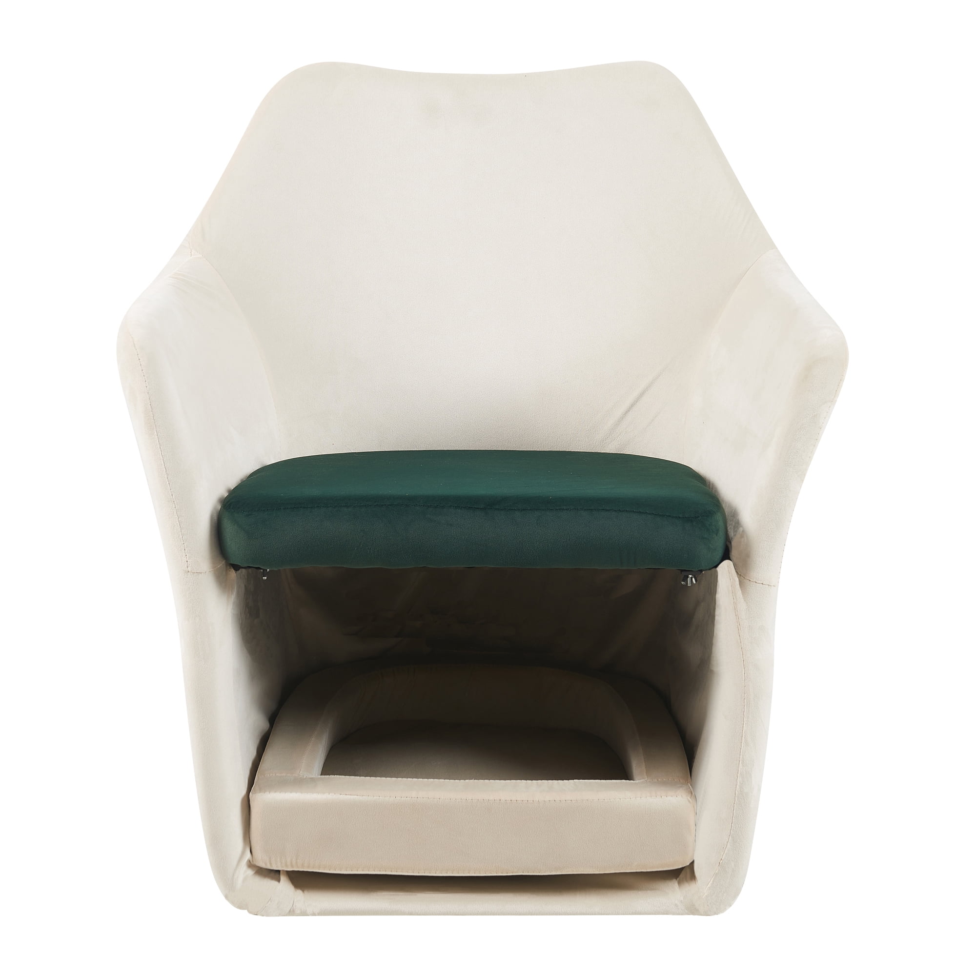 Euroco Furniture Style 2 in 1 Pet Friendly Mid Century Modern Accent Chair Soft Fabric Upholstered Leisure Armchair for Living Room Bedroom Home and Office, White