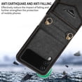 thumbnail image 5 of For Samsung Galaxy Z Flip 4 Luxury Leather Card Pocket Ultra Slim Crossbody Strap Girls Case Cover - Black, 5 of 5