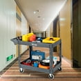 thumbnail image 6 of TUFFIOM Plastic Service Utility Cart, Support up to 550lbs Capacity, Heavy Duty Tub Storage Cart W/Deep Shelves, Multipurpose Rolling Extra Large 2-Tier Mobile Storage Organizer, for Warehouse Garage, 6 of 8