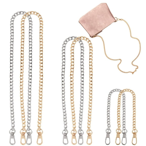 Pack of 6 Gold Bag Chains, 30/60/120 cm Metal Bags Chain Silver and Gold, Chain Carry Strap for Handbag with Twist Clasps, Bag Chain Shoulder Strap for Handbags, Shoulder Bags