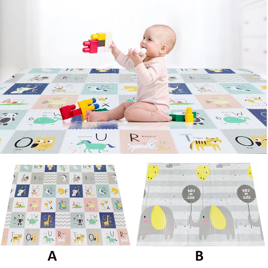 Baby Plays Mat 3 in 1 Baby Gym Activity Play Mat with 4 Hanging 