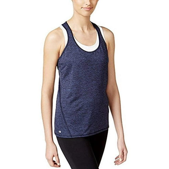 Ideology Women's Rapidry Heathered Racerback Performance Tank Top, Navy, XS