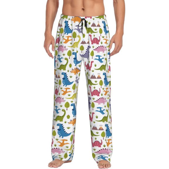Fotbe Cute Dinosaur Men's Pajama Pants,Sleepwear Pants,Pj Bottoms Drawstring And Pockets-Large