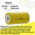 thumbnail image 4 of Exell D Size 1.2V 5000mAh NiCD Button Top Rechargeable Battery, 4 of 7
