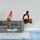 thumbnail image 2 of Estatua creativa de loro pensador humano, arte abstracto, decoración de escritorio para el hogar, la oficina, el jardín, el dormitorio, el porche, el, 2 of 8
