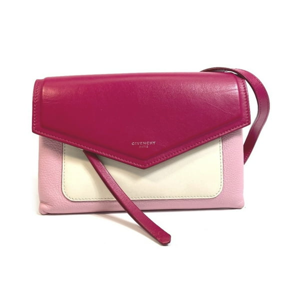 Pre-Owned Givenchy flap Bag Pochette Crossbody Shoulder Bag Pink x White (Good)