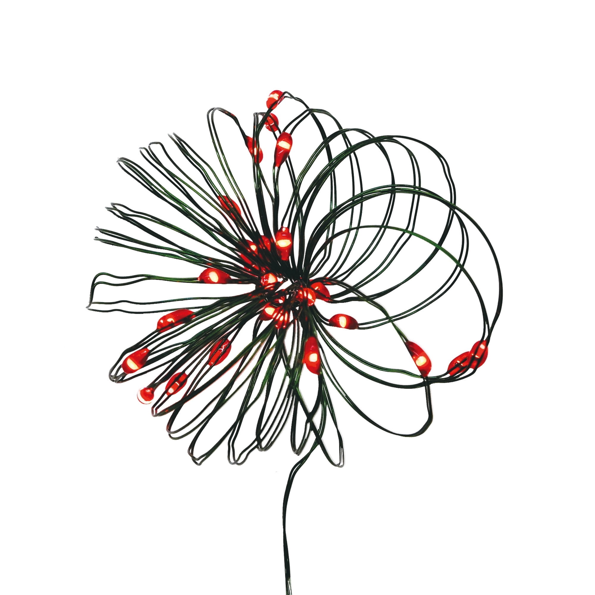 Indoor 25-Count Battery-Operated LED 3-Function Ultra Slim Wire Christmas String Lights, Red, Green Wire, 8', by Holiday Time
