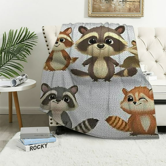 BCIIG Raccoon Warm Lightweight Fleece Blanket Soft Blankets Throw Living Rooms Sofa Decor Cow Gifts All Seasons Exquisite Gifts 40x50in