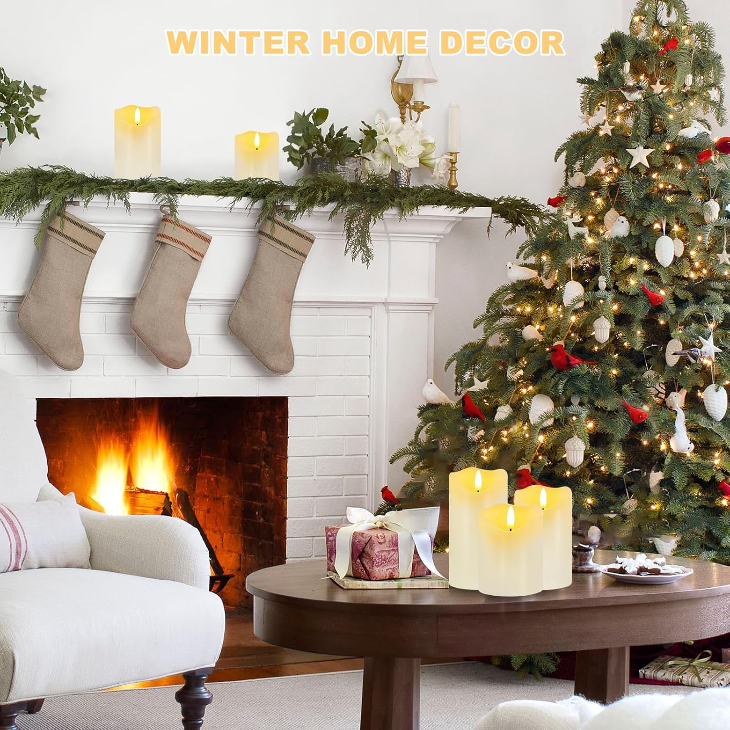 Flameless Candles Lights, Set of 3 Flickering LED Candles with Remote & Timer, Dimmable Electric Pillar Candles Battery Operated, Real Wax Candles for Home Wedding Christmas Decor