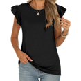 thumbnail image 6 of OSOLU Solid Color Summer New Ruffle Edged Fashion Sweet Fresh Versatile Tops T-Shirt Tee Classic Women Tops Dressy Casual, 6 of 8
