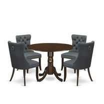 East West Furniture 5 Piece Dining Set Consists of a Round Kitchen Table with Dropleaf