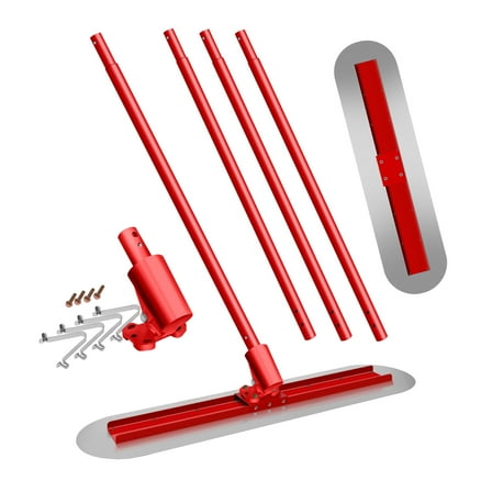 Concrete Bull Float Tool Kit with 48x12 inch Round End Fresno Trowel, Stainless Steel Board, 4 Extendable Aluminum Alloy Poles and Tilt Bracket
