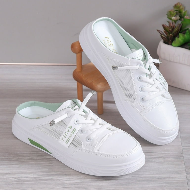 PMUYBHF Women s Shoes Size 10.5 Wide One Legged Small White Shoes for Women with Thick Soles and Mesh Surface for Breathability Casual Comfort and Half Support Walmart