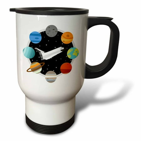 3drose, Space Shuttle and Solar System, 14oz Stainless Steel Travel Mug