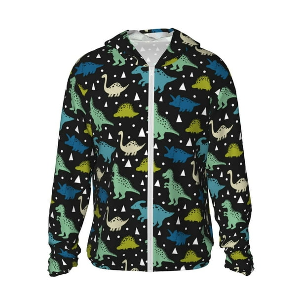 Fotbe Dinosaur Chaqueta con Protección Solar UPF 50+ para Hombre y Mujer, Camisa con Capucha y Bolsillos-X-Large