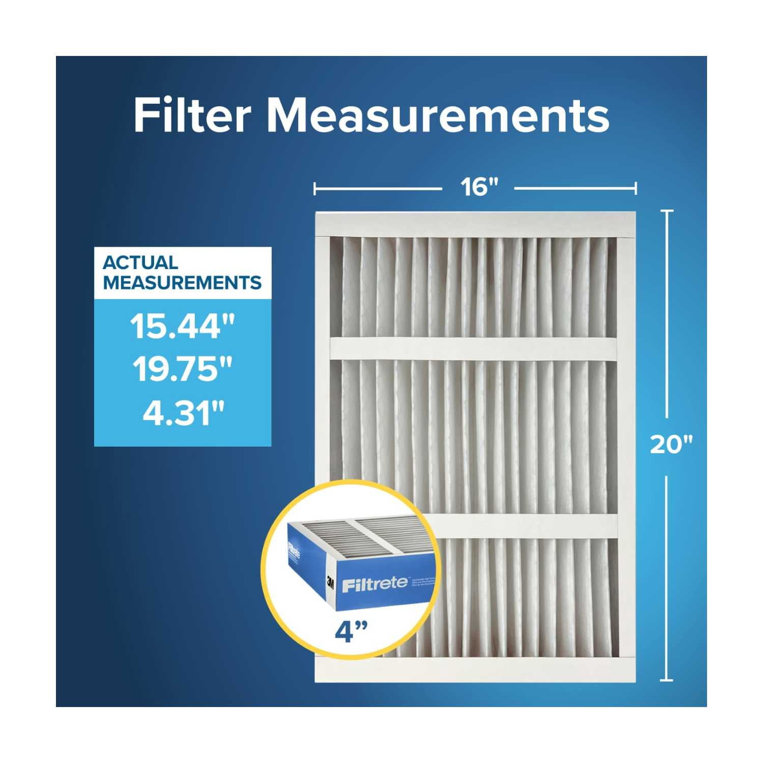 Filtrete 16x20x4 HVAC Furnace Air Filter, MPR 1900 MERV 13, Premium Allergen, Bacteria and Virus, 2 Filters