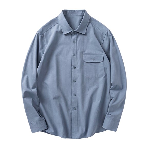 Lmnyox Men's Shirts Vintage Solid Color Long Sleeve Button Down Collared Shirts Causal Office Work Tops