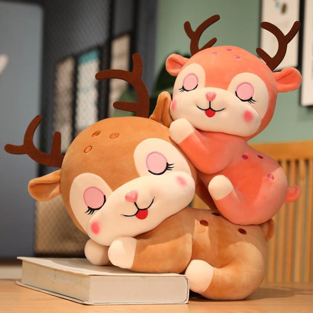 20-40cm Cute Sika Deer Plush Toys / Round Spotted Fawn / Children Sleeping Pillow / Doll / Girlfriend / Birthday Gift / Elkpink20cm Deng Xun unisex