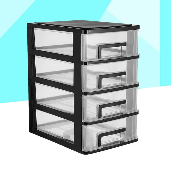 Worgeous Durable PP Plastic Drawer Type Storage Cabinet with Black Color for Organized Storage Use 4 Layers