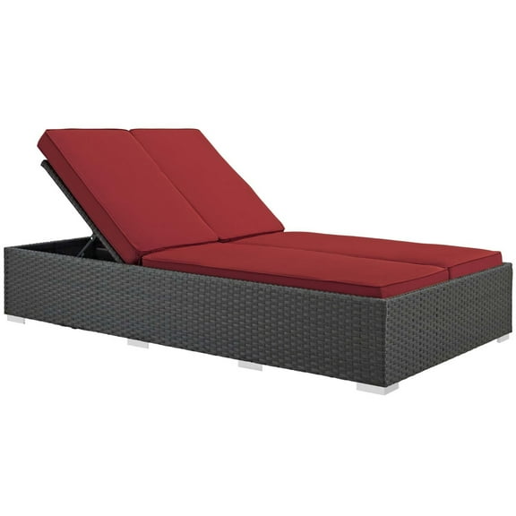 Ergode Sojourn Outdoor Patio Sunbrella Double Chaise - Chocolate Red