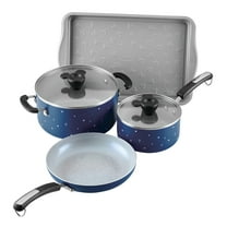 Farberware Bon Voyage Ceramic Nonstick Pots and Pans Set with Baking Sheet/Cookie Pan and Home Kitchen Tools, 8 Piece Non Stick Cookware Set - Blue