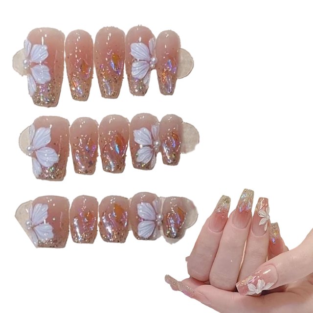 Press On Nails Uñas Postizas Autoadhesivas Uñas Cortas De Almendra Punta 3D Reutilizable Negro 4 Tamaños - Kit De 30 Uñas